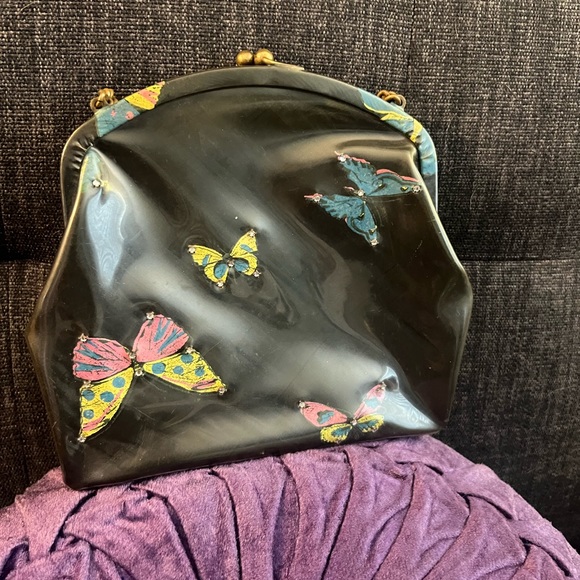 1950s vintage handbag with butterflies and rhinestones - Picture 6 of 6